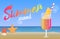 Summer Mood Poster with Cocktail on Coastline, Sea