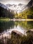 Summer morning at the Stillup reservoir in the Zillertal in Tyrol