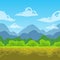 Summer mountain landscape. Seamless cartoon nature landscape.