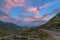 Summer mountaine landscape with sunset sky. Mountain scenery, National park Durmitor, Zabljak, Montenegro