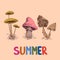 Summer mushrooms seasonal card