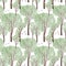 Summer nature wildlife seamless pattern Blooming trees background