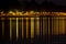 Summer night promenade by the river, view from Ada island, Belgrade