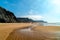 Summer Ocean Beach And Mountains Landscape Of Portugal