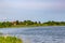 Summer in Omaha, Activity shed with surrounding green on the shores of Ed Zorinsky lake park, Omaha, Nebraska, USA