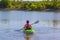 Summer in Omaha, Kayaks on the lake at Ed Zorinsky lake park, Omaha, Nebraska, USA