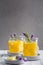 Summer orange and lemon cocktail with fresh lavender and rosemary