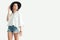 Summer outfit trend stylish look woman shirt hat