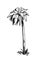 Summer palm tree. In outline style for engraving. Fast casual style. Tropical plant. Hand drawing sketch of exotic