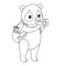 Summer panda with camera backpack coloring page