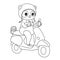 Summer panda on moped in helmet coloring page