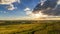 Summer panorama of the plain with the hill and lakes at sunset, Republic of Bashkortostan, Russia