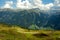 Summer panoramic Austrian mountain valley scene