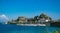 Summer panoramic seascape. View of the old fortress of Corfu with yachts. The Ionian Archipelago. Greece