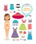 Summer paper doll. Girl with dress and hat