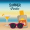 Summer paradise beach cocktail sunglasses and sun blocker