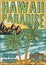 Summer paradise surfing poster. Beach waves print