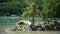 summer park with a lake in the center of yerevan city in armenia.