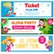 Summer party banners. Invitations, advertisements with happy children having beach fun and activity