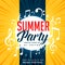 Summer party flyer design with music notes