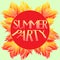 Summer party illustration. Summer poster phrase. Summer Art image. Handwritten banner, fashion logo or label. Colorful hand drawn