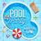 Summer party invitation with swimming pool vector template