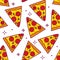 Summer pattern with cartoon pieces of pizza. Thin line flat design. Background for fast food