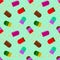 Summer pattern with fruity popsicle on a polka dot background