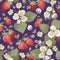 summer pattern with watercolor strawberries