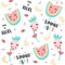 Summer pattern with watermelon, strawberry and banana