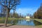 Summer pavilion on the shore of the Mirror Pond. Tsarskoye Selo, Russia.