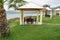 Summer pavilions in the garden with relaxing lake view