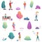 Summer people activity in the park icons set. Modern gradient flat design vector illustration.