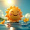 Summer personified 3D cartoon sun bringing the season to life