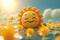 Summer personified 3D cartoon sun bringing the season to life