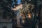 Summer photo, cozy courtyard, old houses with peeling paint