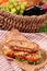 Summer picnic basket griddle chicken salad sandwich