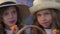 Summer picnic of children in lavender field in slow motion