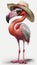 Summer Pink Crazy Funny Flamingo Wearing Sunglasses and Hat, Isolated on White Background - Generative AI