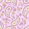 Summer pink paisley floral textile pattern.