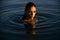 Summer portrait. Sensual girl in water. Beauty woman. Fashion portrait