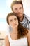 Summer portrait of young couple on beach