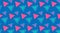 Summer print bright triangles pink green a blue backdrop