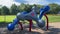 summer public kids park bulbous tri-shaped colorful plastic and metal kids climber construction