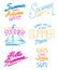 Summer Quotes inspiration, travel and journey phrases, calligraphy vector illustration. Hand drawn lettering. Set of