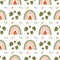 Summer rainbow pattern. Cute watermelon pattern. Summer fruit rainbow tropical leaves seamless background.