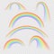 Summer realistic rainbow arches isolated vector set