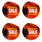 Summer red sale stickers set 10%, 20%, 30%, 40% off with surfer