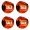 Summer red sale stickers set 15%, 25%, 35%, 45% off with surfer