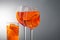 Summer refreshing faintly alcoholic cocktail Aperol spritz in a